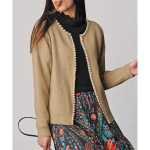 RANAN パール調ビジュー使いカーディガン