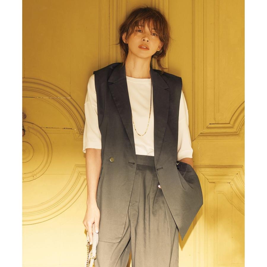 自由区 【セットアップ対応・洗える】リネンビスコースストレッチ ジレ