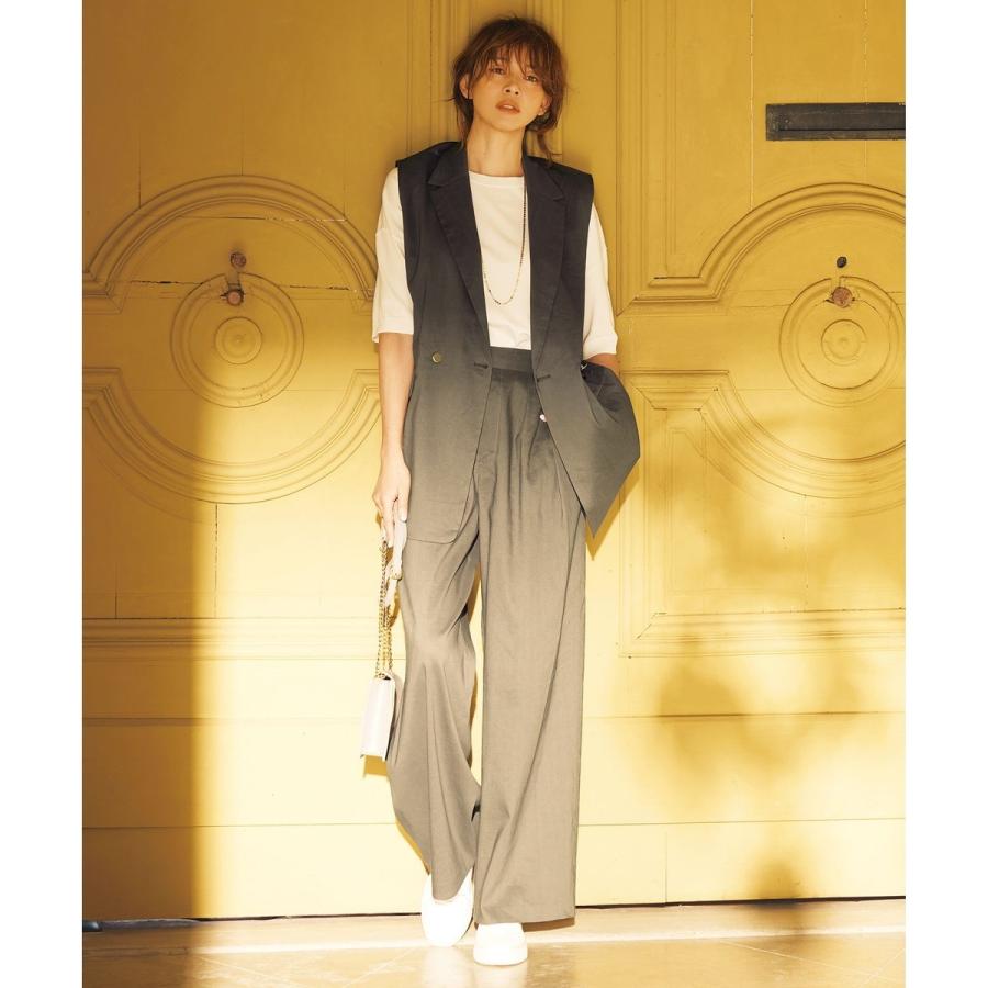 自由区 【セットアップ対応・洗える】リネンビスコースストレッチ ジレ - 画像 (3)