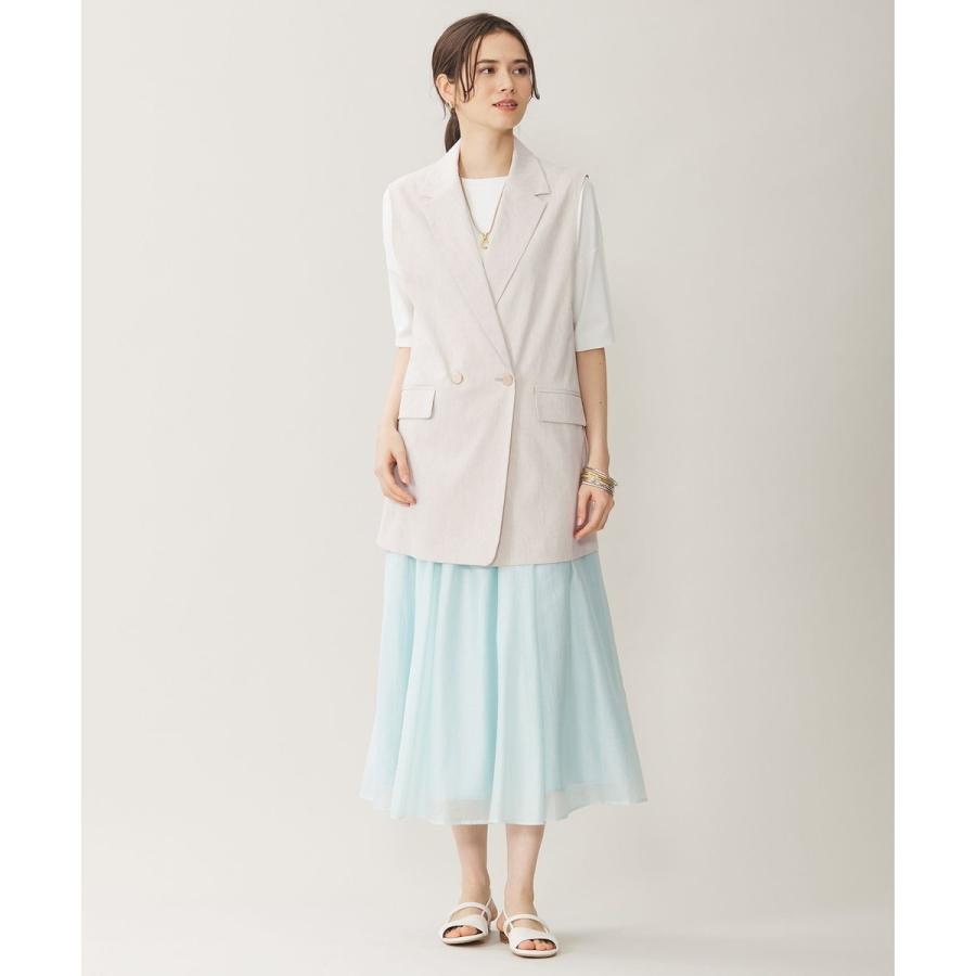 自由区 【セットアップ対応・洗える】リネンビスコースストレッチ ジレ - 画像 (6)