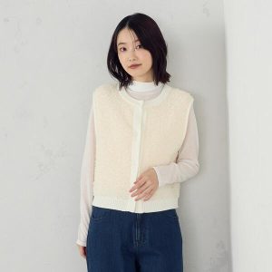 COMME CA ISM 前後2WAY ツイードニットベスト