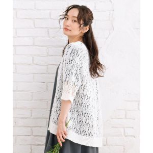 Sab Street 【大きいサイズ】 15号(3L) ストローヤーンホールガーメント透かし編みボレロ