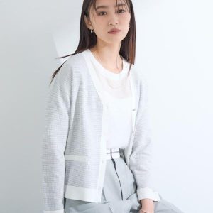INDIVI 【洗える】バイカラーカーディガン
