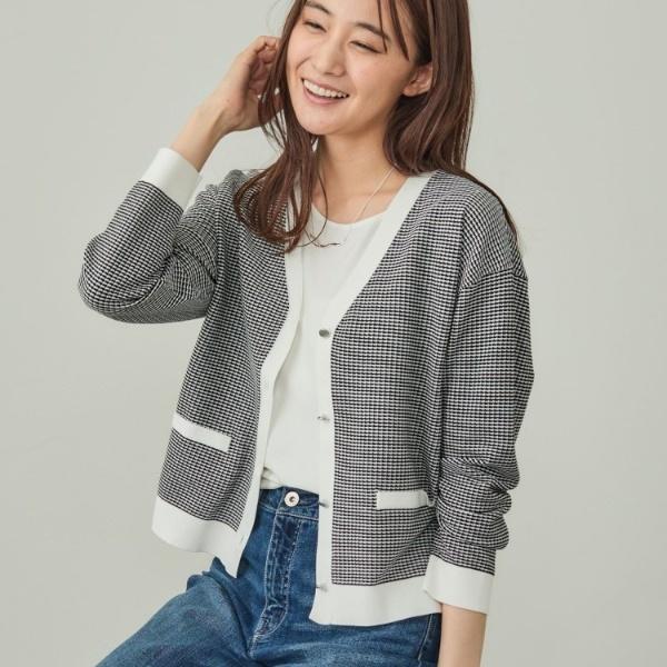 INDIVI 【洗える】バイカラーカーディガン - 画像 (2)