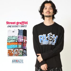 ARCADE 半額セール tシャツ メンズ 長袖Tシャツ ロンT ロングTシャツ ストリート トップス ポップ アート カットソー 春 カレッジ ロゴ プリント 2025春/爆買