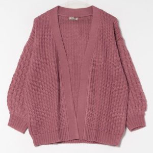 STYLEBLOCK カーディガン 袖アラン柄ざっくりビッグシルエットケーブルカーディガン レディース