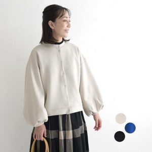 ポンチカーディガン 長袖 レディース 羽織り ボリューム袖 ぽわん袖 25AW0912,