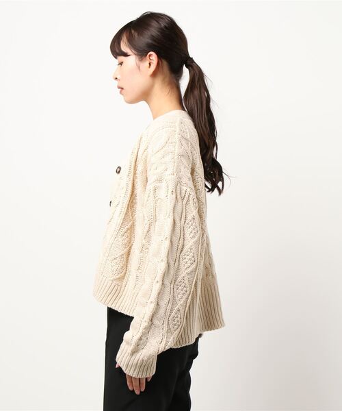 STYLEBLOCK カーディガン Vネックケーブルカーディガン レディース - 画像 (4)