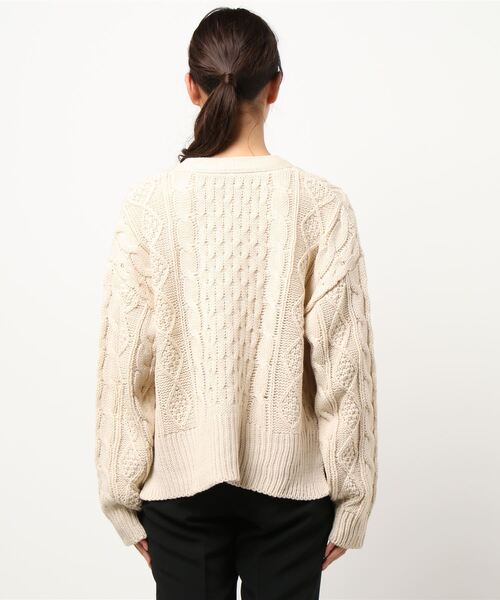 STYLEBLOCK カーディガン Vネックケーブルカーディガン レディース - 画像 (5)