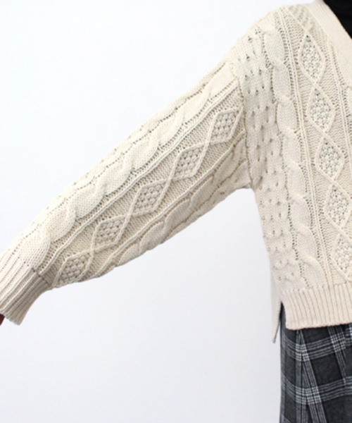 STYLEBLOCK カーディガン Vネックケーブルカーディガン レディース - 画像 (7)