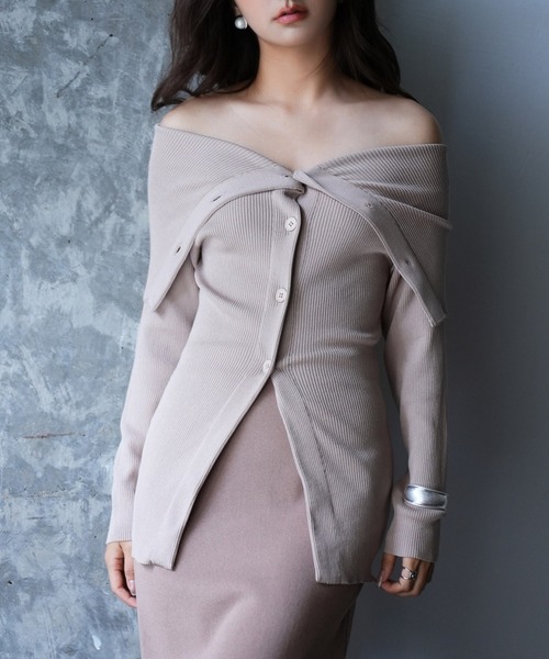 SAISON DE PAPILLON カーディガン オフショルダーリブニットプルオーバー レディース - 画像 (2)