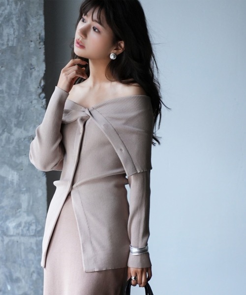 SAISON DE PAPILLON カーディガン オフショルダーリブニットプルオーバー レディース - 画像 (8)