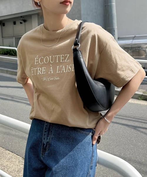 andme tシャツ フレンチロゴプリント半袖Tシャツ レディース - 画像 (5)