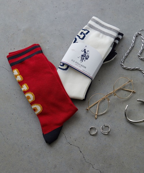 U.S. POLO ASSN. 靴下 「U.S. ASSN.」C.バック USPA ロゴ3P/クルー丈ソックス/3足セット/メンズ メンズ - 画像 (2)