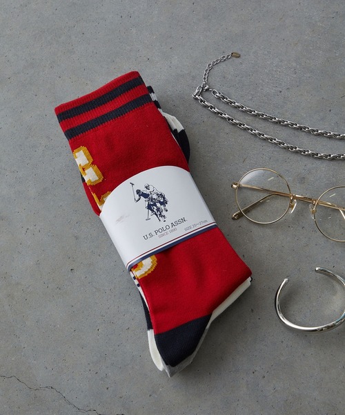 U.S. POLO ASSN. 靴下 「U.S. ASSN.」C.バック USPA ロゴ3P/クルー丈ソックス/3足セット/メンズ メンズ - 画像 (3)