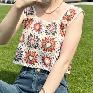 CLEA ベスト ジレ フラワークロシェ編みビスチェトップス レディース