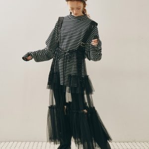 J1U by LA BELLE ETUDE ベスト ジレ シースルーボリュームチュールデザインジレ レディース