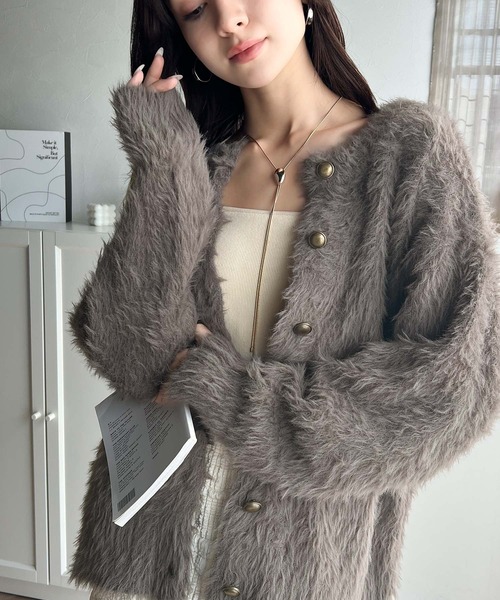 classicalelf カーディガン 表情豊かな上品 ニット。 2way シャギー ニット カーデ レディース