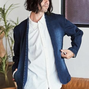 CAMBIO ジャケット ノーカラージャケット mj9454- デニム加工ノーカラージャケット メンズ