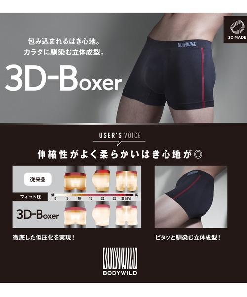 BODY WILD ボクサーパンツ WILD/ボディワイルド 3D-BOXER 綿混 - 画像 (9)