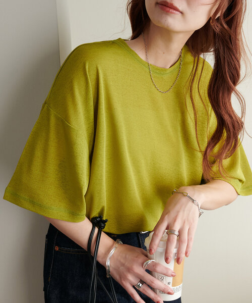 Discoat tシャツ 「新色追加/WEB限定」梨地シアー5分袖 レディース - 画像 (7)