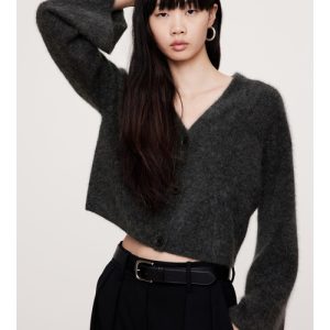 カーディガン ブラッシュド カシミヤ フレアスリーブ セーターカーディガン レディース