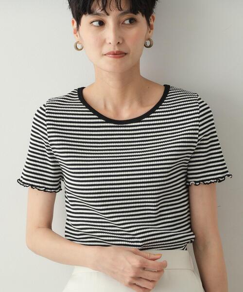 OPAQUE.CLIP tシャツ 細ボーダーリブカットソー「洗濯機洗い可」 レディース - 画像 (2)