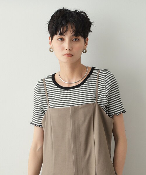 OPAQUE.CLIP tシャツ 細ボーダーリブカットソー「洗濯機洗い可」 レディース - 画像 (3)