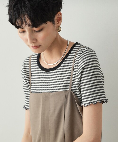 OPAQUE.CLIP tシャツ 細ボーダーリブカットソー「洗濯機洗い可」 レディース - 画像 (5)
