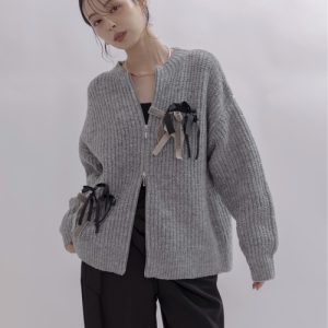 Eimee Law カーディガン ランダムリボンラメネップZIPカーデ レディース