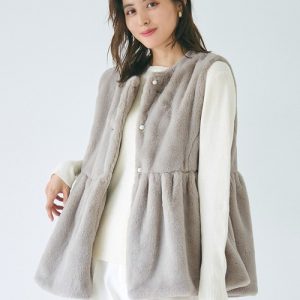 coca ベスト ジレ ファーペプラムベスト レディース