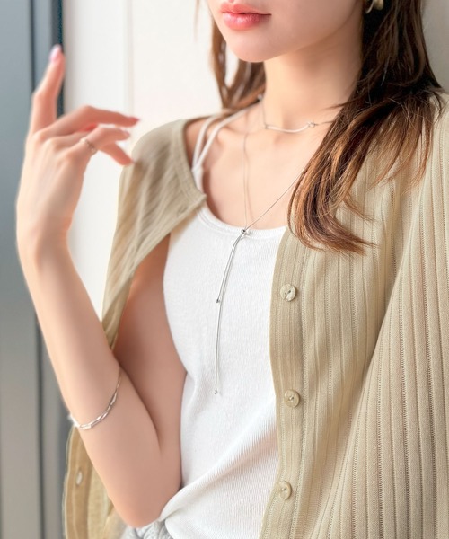 classicalelf カーディガン 「羽織り/持ち運び/冷房対策に便利!」2wayクルーネックシアーリブカーディガン(ショート丈) レディース - 画像 (5)