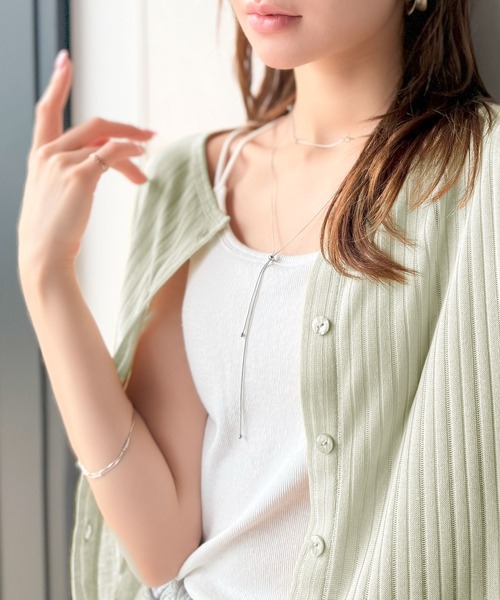 classicalelf カーディガン 「羽織り/持ち運び/冷房対策に便利!」2wayクルーネックシアーリブカーディガン(ショート丈) レディース - 画像 (6)