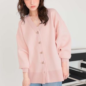 titivate カーディガン 釦デザインニットカーディガン レディース