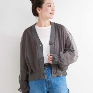 B.C STOCK カーディガン チュールレイヤードニットカーディガン レディース