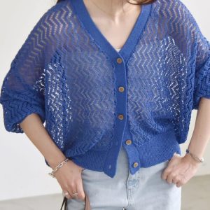 quaranciel カーディガン quaranciel:「手洗い可能」バルキーレース ドルマン スリーブ レディース