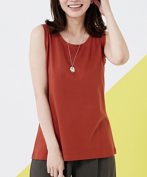 BELLUNA PLUS タンクトップ ノースリーブ ヒンヤリ!綿100%サマ見えタンクトップ レディース - 画像 (6)