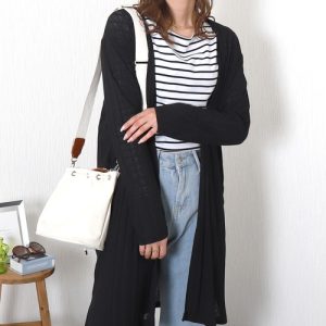 libelle more カーディガン 「吸水速乾・UVカット」梨地ランダムストライプテレコロングトッパー レディース