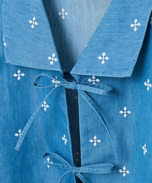 FREAK'S STORE ベスト ジレ インド 小花刺繍 襟付きリボンベスト「セットアップ対応」 レディース - 画像 (8)