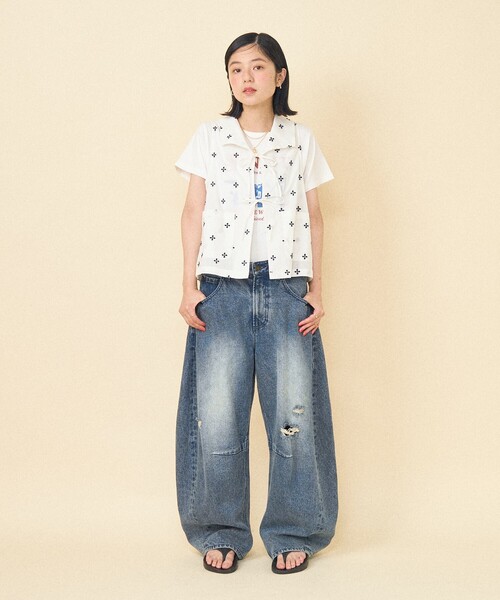 FREAK'S STORE ベスト ジレ インド 小花刺繍 襟付きリボンベスト「セットアップ対応」 レディース - 画像 (9)