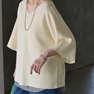 HUG.U カーディガン 前後2way 七分袖ニットカーディガン レディース