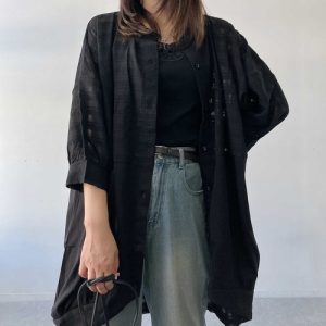 AS KNOW カーディガン ●ゆるり切り替え7分袖コクーンカーディガン レディース