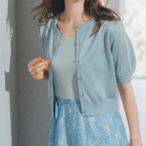 MISCH MASCH カーディガン 2025新作 シアークルーネック半袖カーディガン レディース