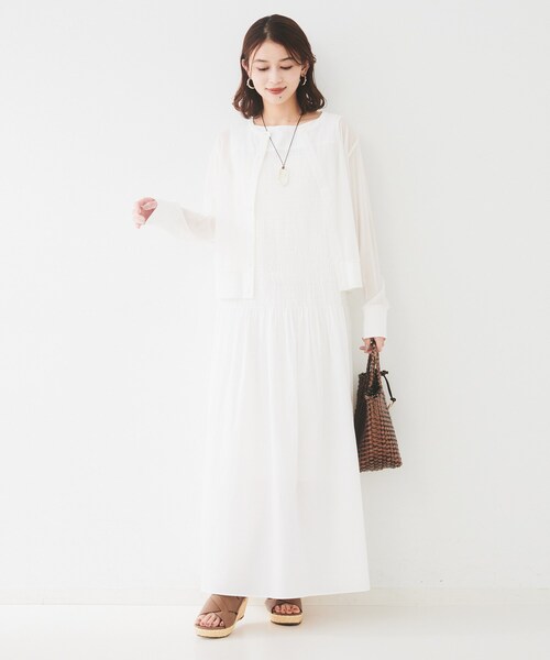 UNTITLED カーディガン 「ストレッチ性/短丈」クルーネックシアーカーディガン レディース - 画像 (8)