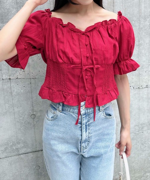 INGNI ブラウス シャツ コットンレースリボンシャーリングブラウス レディース - 画像 (5)