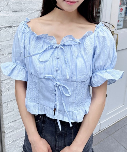 INGNI ブラウス シャツ コットンレースリボンシャーリングブラウス レディース - 画像 (4)