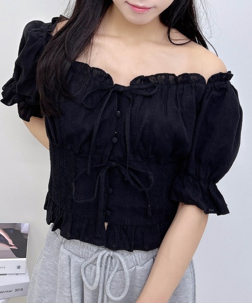 INGNI ブラウス シャツ コットンレースリボンシャーリングブラウス レディース - 画像 (3)