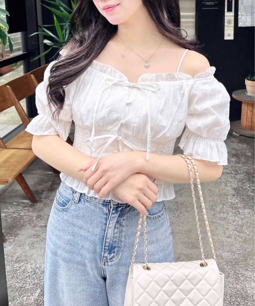 INGNI ブラウス シャツ コットンレースリボンシャーリングブラウス レディース - 画像 (6)