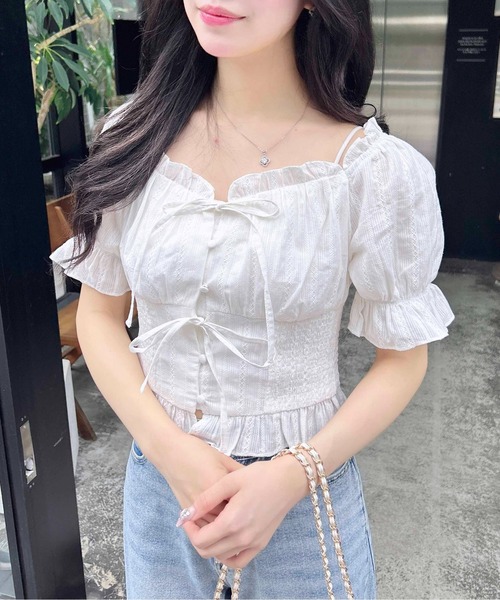 INGNI ブラウス シャツ コットンレースリボンシャーリングブラウス レディース - 画像 (8)