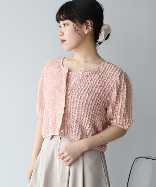 earth music&ecology カーディガン ミニフリルカットレースアンサンブル レディース - 画像 (4)